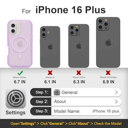 Follaroma Magnetic for iPhone 16 Plus Case, Heavy Duty Phone Cases, Purple | Compatible with MagSafe, Heavy Duty Shock proof Protection, Military-Grade Anti-Drop, Dual Layer Transparent Protective Cover - color: Purple, size: iPhone 16 Plus 6.7''