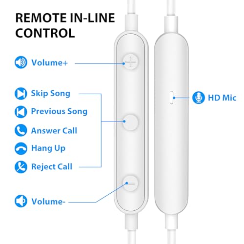 ASKUBSKU Wired Earbuds 3.5mm Headphones for Chromebook PC School, White - color: White