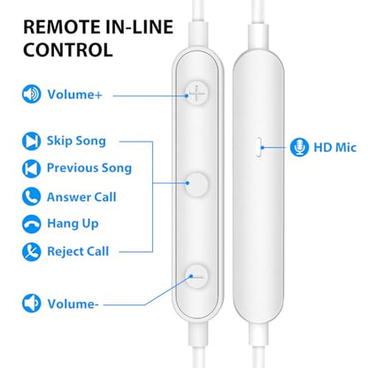 ASKUBSKU Wired Earbuds 3.5mm Headphones for Chromebook PC School, White - color: White