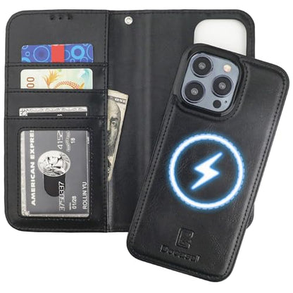 Bocasal for MagSafe Wallet Case Card Holder for iPhone 15 Pro Max Black - color: Black for MagSafe