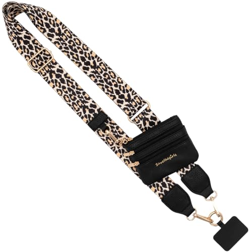 Save the Girls Clip & Go Phone Lanyard Crossbody Strap with Wallet, Leopard - color: Leopard