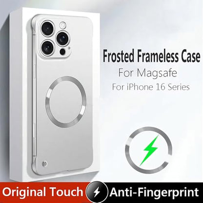 for iPhone Case,Luxury Magnetic Metal Gloss Matte Ultra Thin Frameless,Compatible with Magsafe Slim Hard PC Protection Shockproof Phone Case (Silver,iPhone 15 Plus) - color: Silver, size: iPhone 15 Plus