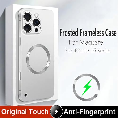 for iPhone Case,Luxury Magnetic Metal Gloss Matte Ultra Thin Frameless,Compatible with Magsafe Slim Hard PC Protection Shockproof Phone Case (Silver,iPhone 14 Pro Max) - color: Silver, size: iPhone 14 Pro Max
