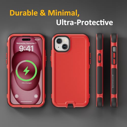 Follaroma Magnetic for iPhone 15 Case, Heavy Duty Phone Cases, Red, 6.1" | Compatible with MagSafe, Heavy Duty Shockproof,Military-Grade Anti-Drop Protective,Dual Layer Magnetic Protection Phone Cover - color: Red, size: iPhone 15 6.1''