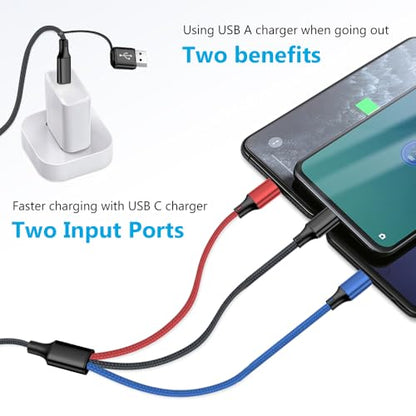 Puxnoin Multi Charging Cable 5 in 1, 2Pack 4FT USB C Multi Charger Cable