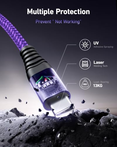 USB to USB C Cable Fast Charging [2 Pack 3FT], USB A to USB C Cable for Car - color: Purple, size: 3FT, style: USB A to USB C