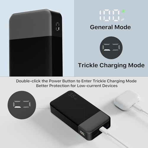 NOBIS Portable Charger 35W 20000mAh Power Bank Fast Charging - color: Black