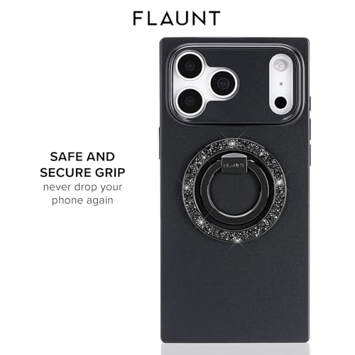 Flaunt MagSafe Phone Ring Holder and Stand - Black Crystal Elegance - color: Black Crystal Elegance