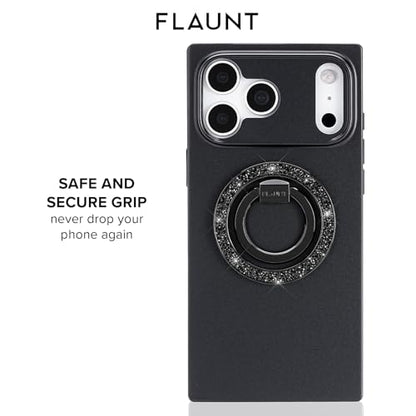 Flaunt MagSafe Phone Ring Holder and Stand - Black Crystal Elegance - color: Black Crystal Elegance