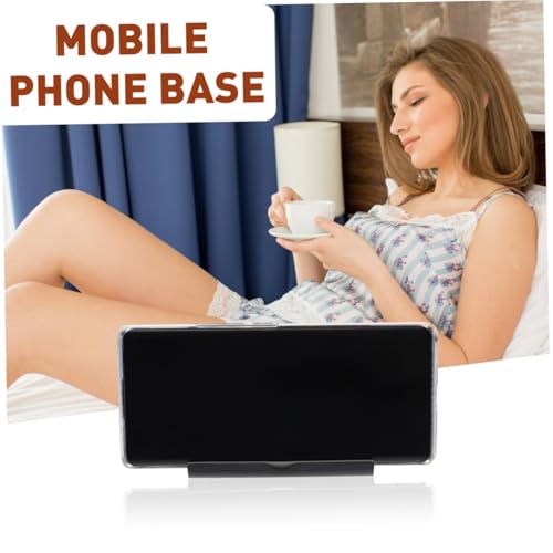 SHOWERORO Foldable Phone Stand Black Mini Desk Holder for Smartphones Tablets Devices Featuring Stable Groove for Handsfree Viewing and Video Recording