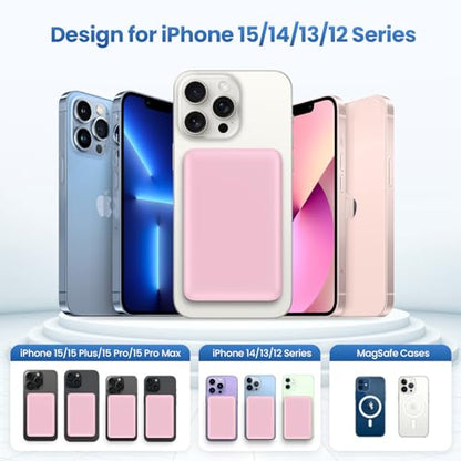 Magnetic Portable Charger 10800mah for Magsafe Battery Pack, Wireless Power Bank with USB C in&out PD Fast Charging,Travel Essential Phone Battery Charger For iPhone 17/16/15/14/13/12 Series-Pink - color: Pink