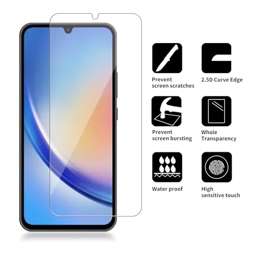 4 Pack Glass Screen Protector Compatible for Samsung Galaxy A34 5G / SM-A346E [9H Hardness]-HD Screen Tempered Glass, Scratch Resistant,Easy Install [Case Friendly] - size: Galaxy A34 5G
