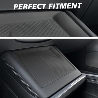 BestEvMod Center Console Wireless Charger Mat Compatible with Refreshed Model 3 Highland 2026 2025 2024 Accessories Phone Charge Area Silicone Mat Non Slip Silicone Pad (Black) - color: Black, size: 24+ M3
