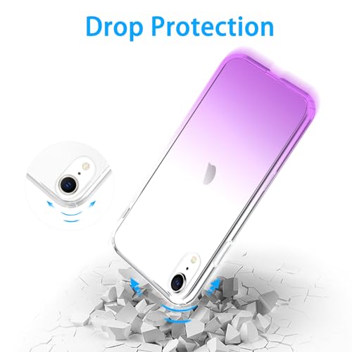 JJGoo Compatible with iPhone XR Case Clear Soft Transparent Shockproof Protective Slim Thin Bumper Phone Cover for XR, Gradient Purple - color: Gradient Purple
