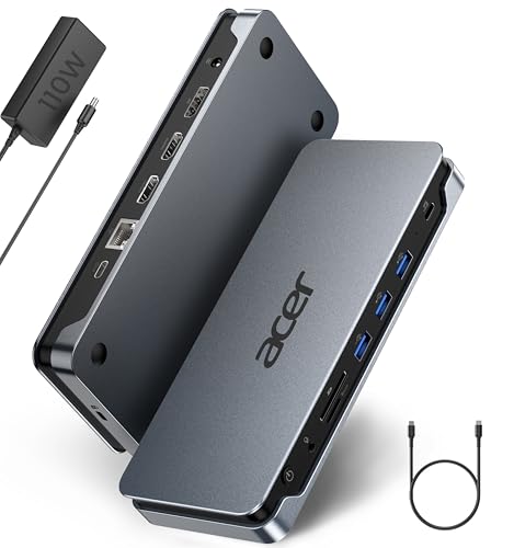 Acer 13-in-1 Laptop Docking Station, USB-C 3 Display Docking (2 HDMI+1 DP)