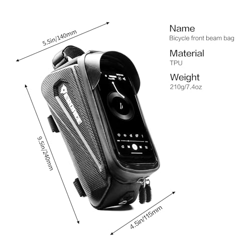 EROADE Bike Bag Top Tube Frame Bag,1.9L Hard Shell Waterproof Bike Phone Bag with Touch Screen,Cycling Pouch, Bike Accessories Compatible Phones Under 7"