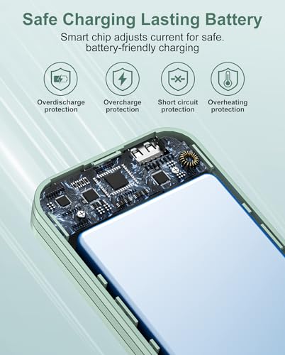 citicr Portable Charger 10000mAh PD20W w/Built-in Cables & Wall Plug Green - color: Green