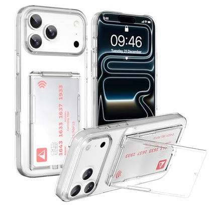 Wallet Stand Case for iPhone 17 Pro Max with 2 Card Holder - color: Clear (Kickstand), size: iPhone 17 Pro Max