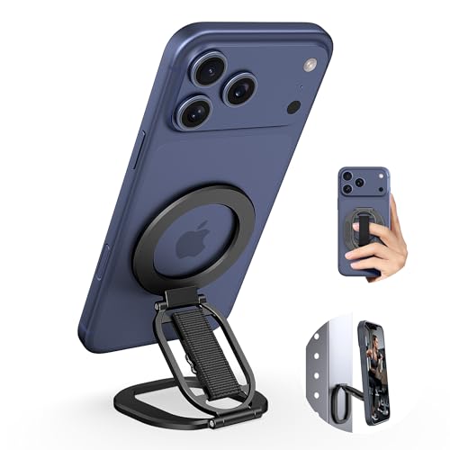 Foldable Double Sided Magnetic Phone Grip Kickstand for Magsafe - color: Black