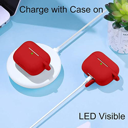 Lerobo for AirPods Pro 2nd/1st Case with Keychain, Red - color: Red