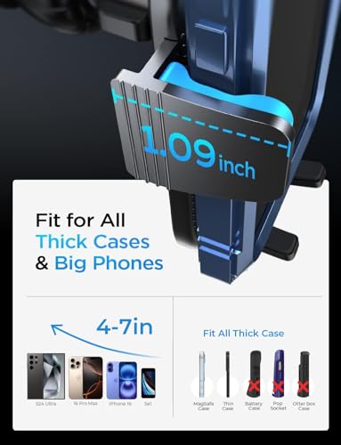 LISEN Universal Phone Holders for Your Car, [Never Fall Off] Car Vent Cell Phone Mount [Big Phone Friendly] Gifts Accessories for Women Men fit iPhone 17 16 15 14 13 12 All Smartphones, Black