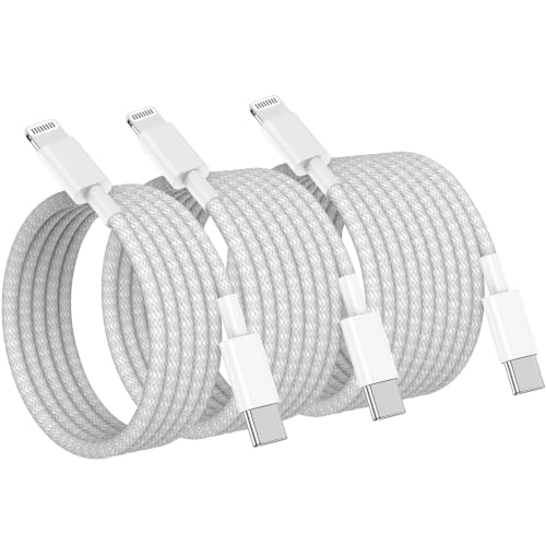 20W Lightning Cable to USB C, [Apple MFi Certified] Braided Fast Cable - color: White, size: 20W-3+6+10FT