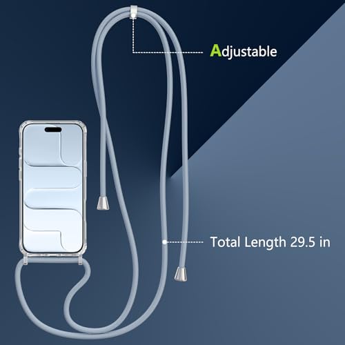 Magnetic Case for iPhone Air 6.5" Clear Crossbody Case with Adjustable Shoulder Neck Lanyard Strap,Compatible with Magsafe,Soft Slim Bumper Shockproof Protective Phone Cover-Blue - color: Blue, size: iPhone Air