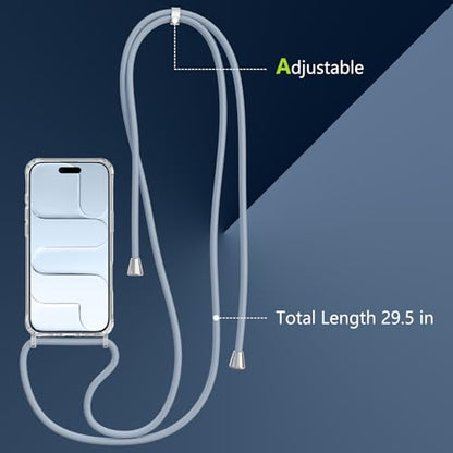 Magnetic Case for iPhone Air 6.5" Clear Crossbody Case with Adjustable Shoulder Neck Lanyard Strap,Compatible with Magsafe,Soft Slim Bumper Shockproof Protective Phone Cover-Blue - color: Blue, size: iPhone Air