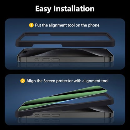 [3 Pack] for iPhone 15/15 Pro Green Privacy Screen Protector - size: iPhone 15 Pro