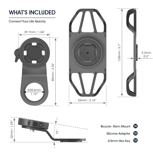 Bike Stem Phone Mount with Shockproof Silicone Grip – Quick-Lock Aluminum Out-Front Holder with Quad Safety Buckles & Elastic Strap, Fits 4.0”–6.7” Phones – Secure Fit for Road & Urban Rides - style: 【4-Buckle Style】Handlebar Mount + Silicone Adapter - Bl
