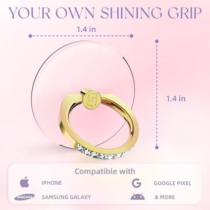 2 Pcs Jsoerpay Clear Phone Ring Holder with Diamond, Gold - color: 2 Gold Diamond