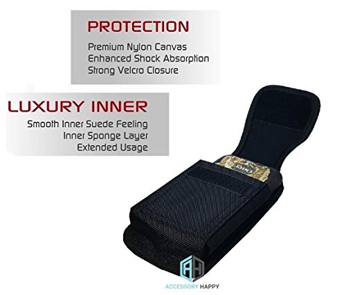 Reiko Vertical Black Case, Extra Large Rugged Pouch Holster Nylon Metal Belt Clip Fits [iPhone 6 6S 7 8 X (4.7'') & Samsung S5 S6 S7 S8] With Waterproof/Defender/Thick Heavy Duty Case - color: BLACK, size: BLACK - MEDIUM