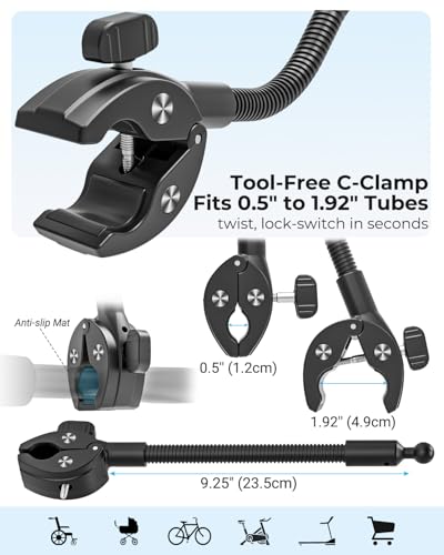 Metal Wheelchair & Stroller Tablet Holder for 6.1"-15.6" Devices