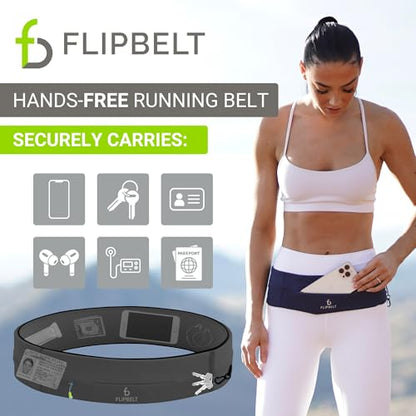 FlipBelt Zipper Running Belt, Waist Pack for Fitness and Running, US Company - color: Carbon, size: X-Small