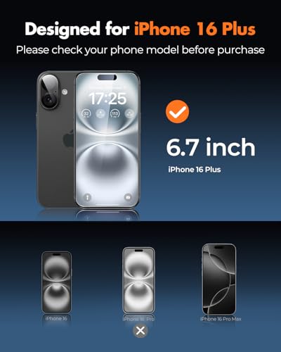 UNBREAKcable iPhone 16 Plus Screen Protector & Camera Lens Protector - size: iPhone 16 Plus