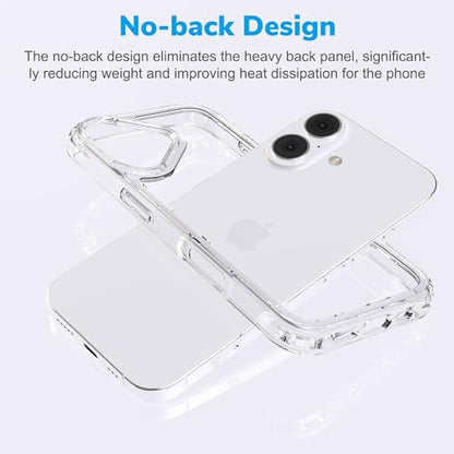 for iPhone 17 Clear Bumper Frame No-Back Case, Slim Fit Ultra-Light Anti-Yellowing Transparent Protection Heat Dissipation Bezel Phone Cover Case 6.3" 2025 - color: Clear, size: iPhone 17