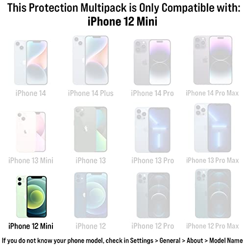 Scooch® Tempered Glass Multipack for iPhone 12 Mini, 3 Screen Protectors and 2 Camera Lens Protectors, Premium 9H Tempered Glass, Anti-Scratch, Anti-Fingerprint, Impact Resistant - size: iPhone 12 Mini