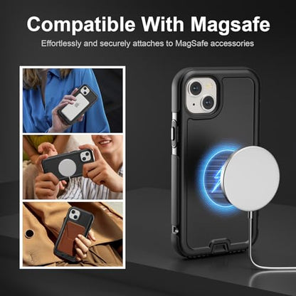 Follaroma Magnetic for iPhone 14 Plus Case, Heavy Duty Cases, Black, 6.7" | Compatible with MagSafe, Heavy Duty Shockproof,Military-Grade Anti-Drop Protective,Dual Layer Magnetic Protection Phone Cover - color: Black, size: iPhone 14 Plus 6.7''
