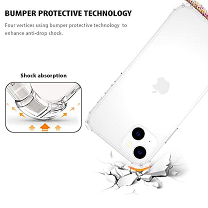 for iPhone 13 Case Clear Neck Hanging Adjustable Shoulder Lanyard Crossbody Phone Cover Women Girls Soft TPU Slim Drop Protective Strap Mobile Case for iPhone 13 - Rainbow - size: iPhone 13