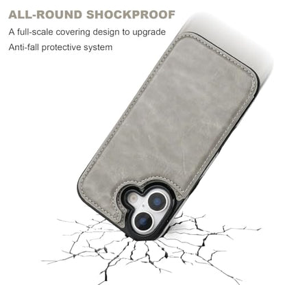 ONETOP for iPhone 17 Wallet Case with Credit Card Holder,Gray | Kickstand,ID/Cash Holder,Case Wallet with Card Slots,Double Magnetic Clasp,Durable PU Leather Shockproof Cover for Women Men - color: Gray