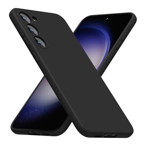 LoeoeL for Samsung Galaxy S23 Phone Case Silicone, Minimalist Ultra Thin Slim Soft Rubber Gel Solid Color Matte TPU Cute Case for Women Men, Girly Plain Aesthetic Design & Camera Cover, Black - color: Black, size: S23