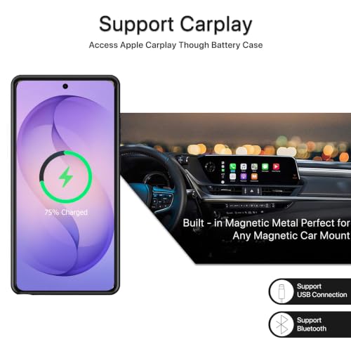 Battery Case for Galaxy S26 Ultra,Upgraded 12000mAh High Capacity Rechargeable Portable Protective Extended Charger Case Wireless Charging Compatible with s26 ultra (6.9 inch) Charging Case & Carplay - size: Galaxy S26 Ultra