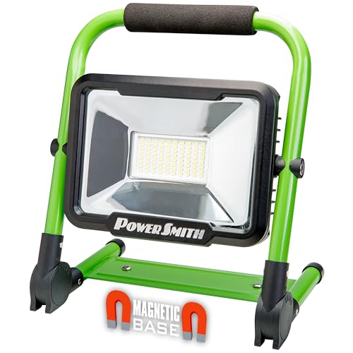 POWERSMITH Rechargeable Work Light 3000 Lumens with Foldable Base, USB Port for Charging Mobile Devices and All Metal Housing with Stand PWLR030FM - size: 3000 Lumens