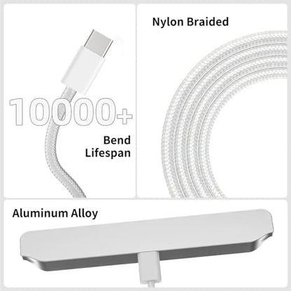 Magnetic Wireless Charger for iPad (A16) 11th/10th Generation 11''/10.9'' 2025/2022, 18W Alloy Material iPad 11/10 Smart Connector Charger with Nylon Braided USB-C to C Cable