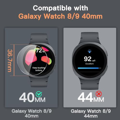 JETech Screen Protector for Samsung Galaxy Watch 9/8 40mm, 3-Pack | Tempered Glass Protection, HD Clear, Anti-Scratch Design - size: Galaxy Watch 9/8 40mm