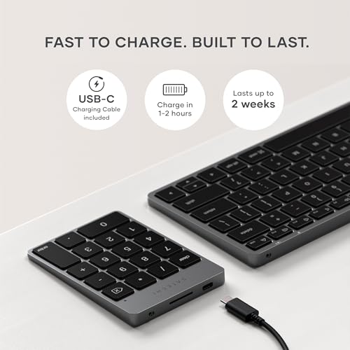 Satechi Slim Aluminum Bluetooth Keypad, USB-C Rechargeable, Space Gray - color: Space Gray, size: USB-C