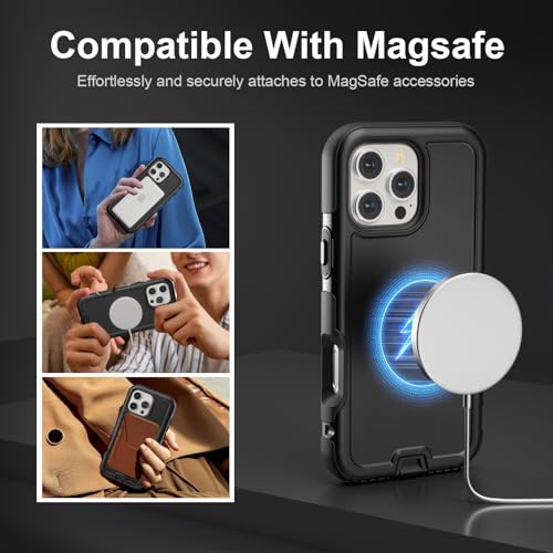 Follaroma Magnetic for iPhone 16 Pro Case, Heavy Duty Cases, Black, 6.7" | Compatible with MagSafe, Heavy Duty Shockproof,Military-Grade Anti-Drop Protective,Dual Layer Magnetic Protection Phone Cover - color: Black, size: iPhone 16 Pro 6.3''