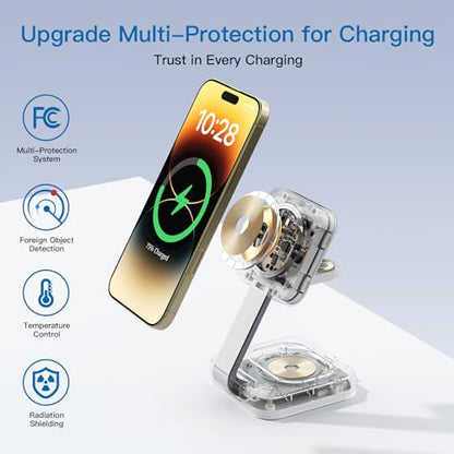 2026 Traveling Wireless Mag-Safe Fast Magnetic 3 in 1 Charging Station - color: White