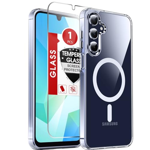 LeYi for Galaxy A16-5G Phone Case: Crystal Clear [Anti-Yellowing] Samsung A16 5G Case [Magnet Fit] with Screen Protector, Non-Slip Translucent Soft Bumper & Full Body Protection Funda para A 16, Clear - color: Clear, size: Galaxy A16 (6.7 Inch)