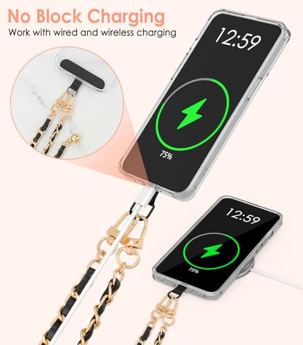 MoKo Phone Lanyard, Adjustable Metal Cell Phone Chain Crossbody Strap - color: Black